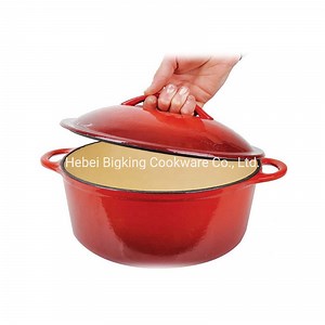 [Hot Item] Red Enamel Oval Cast Iron Stew Casserole Pots 5qt, 4.5qt, 6qt