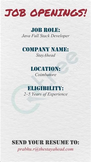 Hiring Experienced Java Developers (2-5 Years) | StayAhead Tech Team