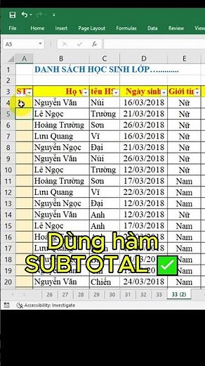 Đánh số thứ tự tự động cực thông minh (Kể cả khi lọc danh sách)! 🔢✨