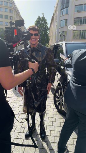 Props to #HeatedRivalry star #ConnorStorrie for braving the heatwave in leather at #YSL’s #ParisFashionWeek show today 🔥