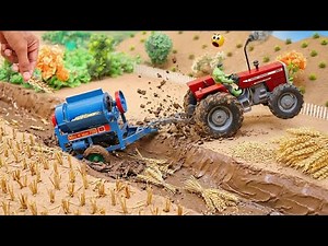 DIY Mini Tractor & Thresher Machine Working Realistic 4K Miniature Wheat Harvesting Science Project