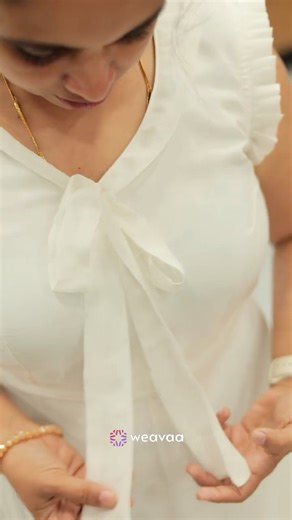 Milky white frock crafted with delicate appliqué work ✨