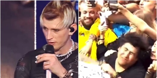 Machine Gun Kelly makes a fan's dream come true by punching him in the face