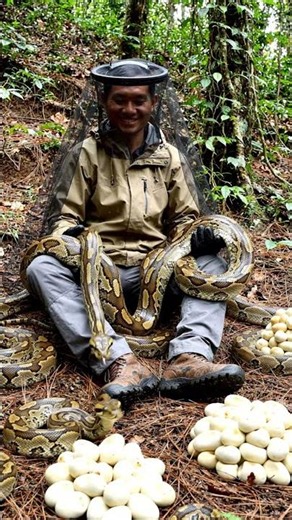 Python Snake Laying Dozens of Eggs 🐍🥚 Amazing Reptile Reproduction #snake