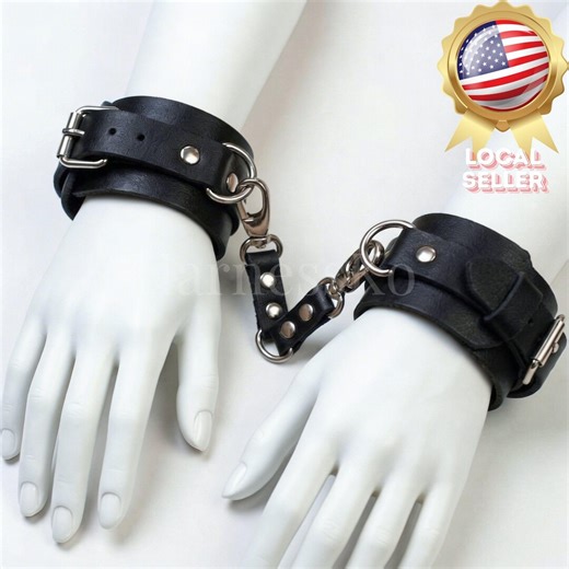 Bondage Harness Wrist Cuffs With Adjustable Buckles Black Faux Material Body Straps Goth Aesthetic Accessory Silver Metal Hardware Straps - Etsy