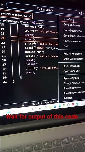 switch case program in c programming language #coding #programming