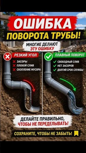 Ошибка поворота канализационной трубы | Почему появляются засоры и как правильно сделать слив