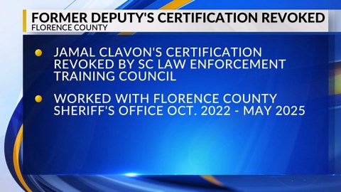 Now-former Florence County deputy revoked of law enforcement certification