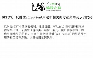 .NET(C#) 反射(Reflection)用途和相关类方法介绍及示例代码