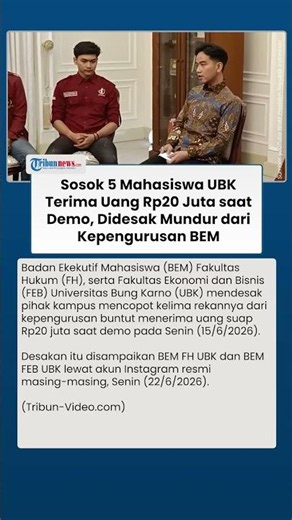 Kasus Uang Rp20 Juta saat Demo, 5 Mahasiswa UBK Didesak Tinggalkan Kepengurusan BEM