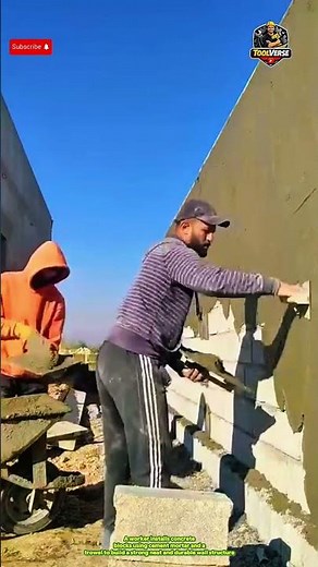 Concrete Block Installation Technique for Strong and Neat Walls #constructionwork