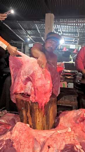 The processing of beef brisket is underway.