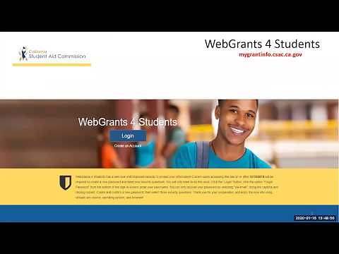 WebGrants 4 Students: Creating an Account