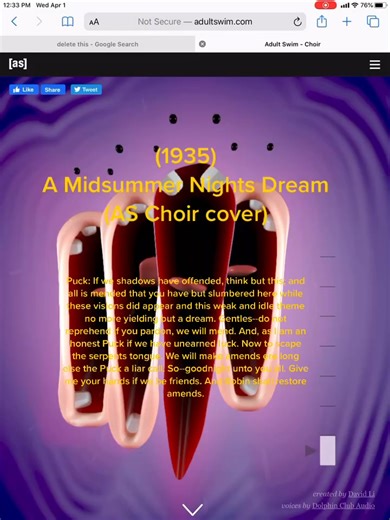 #cover #choir #adultswim #davidli #amidsummernightsdream #shakespeare