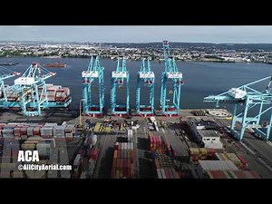 Port Newark-Elizabeth NJ Marine Terminal Stock Aerial Footage