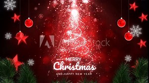 Magic of Christmas with our festive greeting card background, featuring a decorated tree, twinkling lights, and gently falling snowflakes.