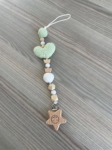 Crochet Baby Pacifier Clip, Green and White - Etsy