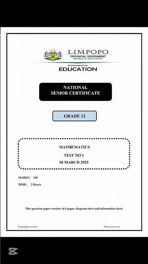 March Test 2025 Grade 12 Mathematics