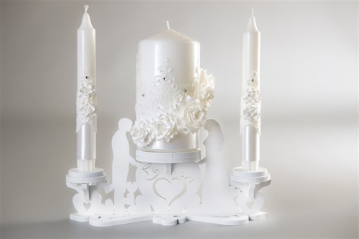 Unity Ceremony Wedding Candles Flowers Unity Candle Set With Holder for New Family - Etsy