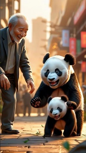 Cute Baby Panda Crying on Street Gets Ice Cream & Water | Heartwarming Moment 🐼❤️ #shorts #panda