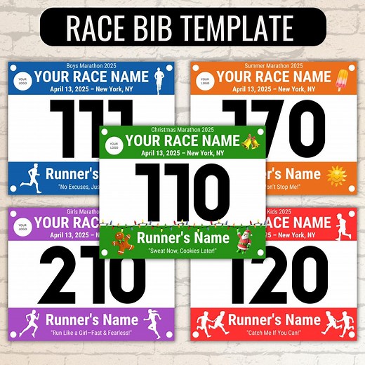 Race Bibs Template, Custom Race Bib, Printable Racing Bib, Running Race Bib Party Bundle, Racing Canva Template, Running Bibs Template - Etsy