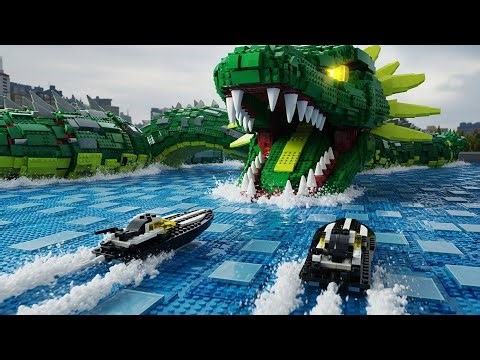 “LEGO River Speedboat Battle – The Ultimate 5-Boat Survival Race!”#lego