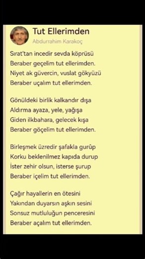 tut ellerimden #abdurrahimkarakoç #ferditayfur #şair #söz #sevgi