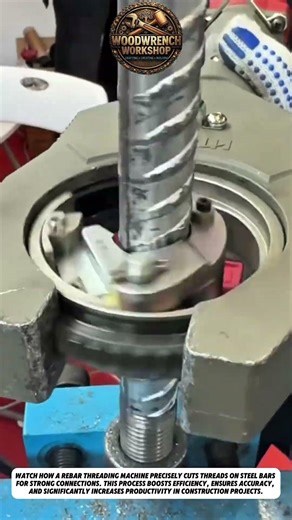 Rebar Threading Machine in Action | Fast Steel Bar Processing for Construction #productivity #usa