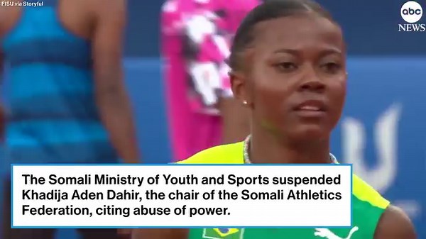The Somali Ministry of Youth and Sports has suspended the chairwoman of the country’s athletics federation after viral footage of an untrained sprinter competing in Chengdu, China, circulated online. https://abcn.ws/2Mp6pHp | ABC News