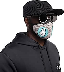 XUPERFAB Mask System by will.i.am Box Set Includes Reusable Face Mask, Honeywell Filter Inserts, 18 Interchangeable XUPERPATCHES, Scented Stickers, Earbud Holder, Carrying Bag - Gray