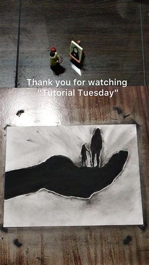 Easy Steps to Draw a Hand With People on the Palm (Charcoal) Materials * Paper * Charcoal (stick or pencil) * Eraser * Tissue or your finger (for smudging) Instructions 1. Draw a simple hand shape Lightly draw a mitten shape: one large shape for the palm and five short shapes for the fingers. 2. Adjust the hand Fix the fingers so they look more like a hand. Keep it simple—no details needed. 3. Fill in the hand Shade the entire hand with charcoal until it is dark. 4. Smudge the charcoal Use your 