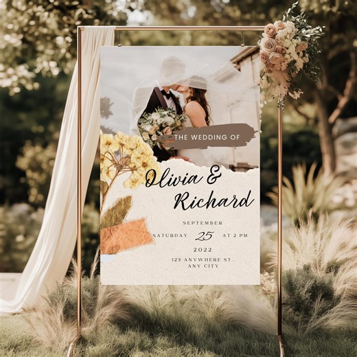 Photo Wedding Invitation, Editable Reception Invite, Wedding Invitation Card, Modern Wedding Invitation, Welcome Sign - Etsy