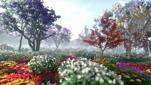 Beautiful Flowers Animation Garden in 3D