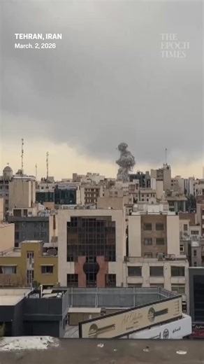 U.S.–Israeli strikes hit multiple areas of Tehran on Sunday and Monday, including Iran’s state TV headquarters, following major U.S.–Israeli attacks that killed Iranian leader Ali Khamenei. | The Epoch Times