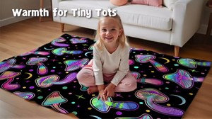 Mushroom Blanket, 40x30 Inches Flannel Throw for Girls Teen, Gift for Mushroom Lovers, Rainbow Colorful Throw Blanket, Ultra Soft Cozy Throw Blanket for Bed Couch Sofa Living Room