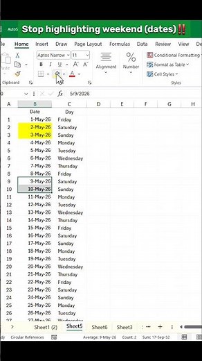 Excel tricks to Highlight weekends using conditional formatting! #excel #exceltips #exceltricks