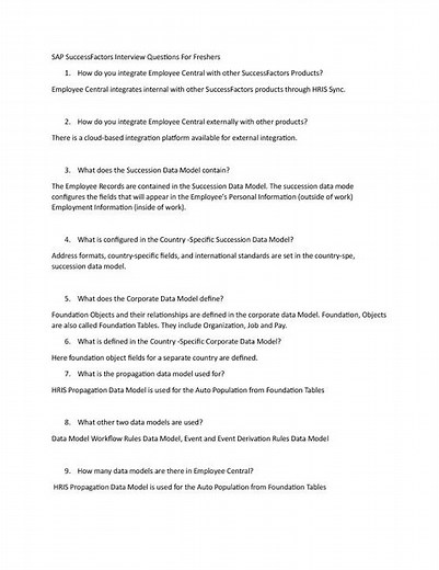 SAP SuccessFactors interview questions and answers for the freshers and experienced candidates