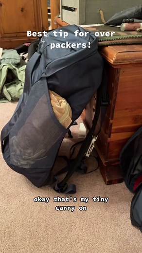 Compression cubes and vacuum seal bags are great for backpacking! They keep all your clothes waterproof too! #backpackingtips #backpackinglife #traveltiktok #traveltips