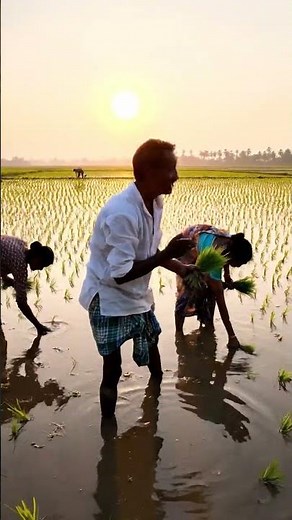 Planting Rice Seedlings at Dawn | Indian Village Farming Life | Village Life Shorts
