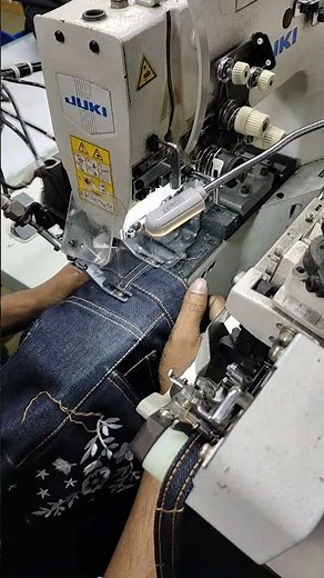 Loop Attached by MOL-254Automatic 2-needle Belt-Loop Attaching Machine #rmg #sainsbury #juki #denim