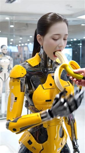 39K views · 484 reactions | I tried feeding the banana to the humanoid in EXPO 2030 #technology #aiart #robot #humanoid | Hum AI Noid | Facebook