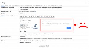 Gmail Email Signature Too Long Error Message - Gimmio