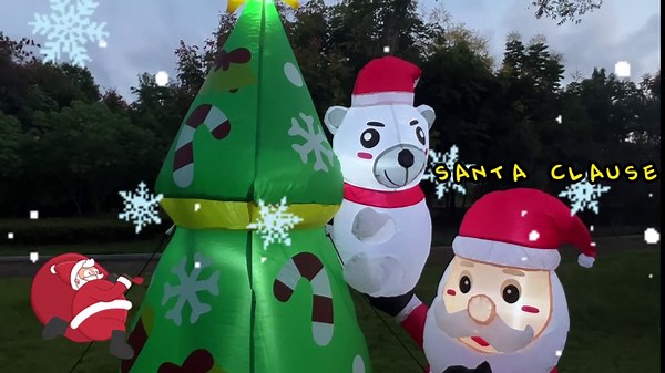 7 FT Christmas Inflatables Tree Decorations, Inflatable Christmas Tree with Santa Claus and Polar Bear, Christmas Blow Up with LED Lights, Outdoor Inflatable Decor for Indoors, Yard, Garden and Park