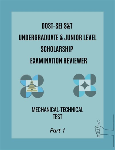 DOST-SEI S&T Undergraduate and Junior Level Scholarship Examination Reviewer Phase 3. Mechanical-Technical Test In this test, you will be performing the tasks that will measure your ability to acquire informations about everyday physics and comprehend mechanical relationships. It consists of mechanical and electrical problems, as well as items that deal with physical forces. #fyp #dost #dostscholarship #dostundergraduatescholarshipexaminationreviewer #dostjuniorlevelscholarshipexaminationreviewe