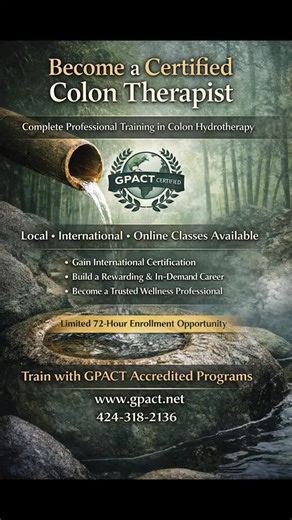 Monisha Colon Hydrotherapist on Instagram: "There comes a point where interest in colon therapy is no longer enough. Positioning, legitimacy, and professional authority become the next requirement. We are opening a short enrollment window for those who are ready to formally train and certify as Colon Therapists through GPACT. This pathway is available locally, internationally, and online, and is designed for wellness professionals who are prepared to step into structured training, recognized cre