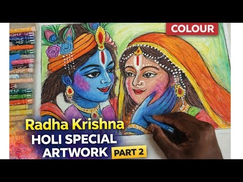Radha Krishna Holi Drawing ✨ Full Colouring Process | Part 2