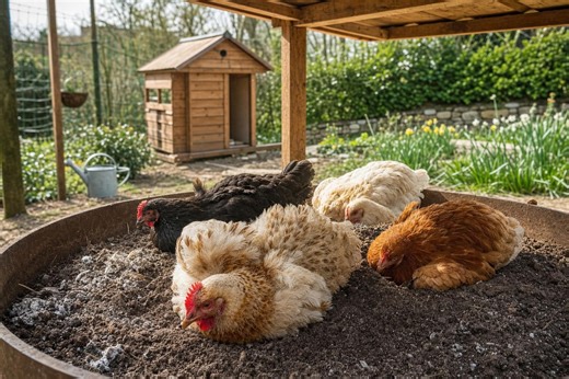 Poules qui se plument : le bac à poussière gratuit qui stoppe les poux rouges au printemps 2026 dans le poulailler