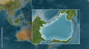 Celebes Sea. Satellite map. Location