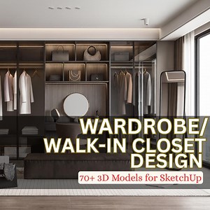 Customizable 3D Sketchup Models for Wardrobe & Walk-in Closet Designs - Etsy