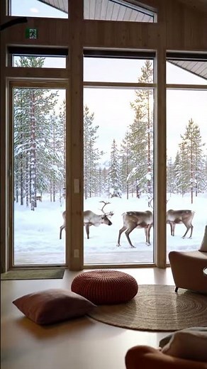 Reindeer Walking at Sunrise ❄️✨ Cozy Winter Morning | Relaxing Nature Window View